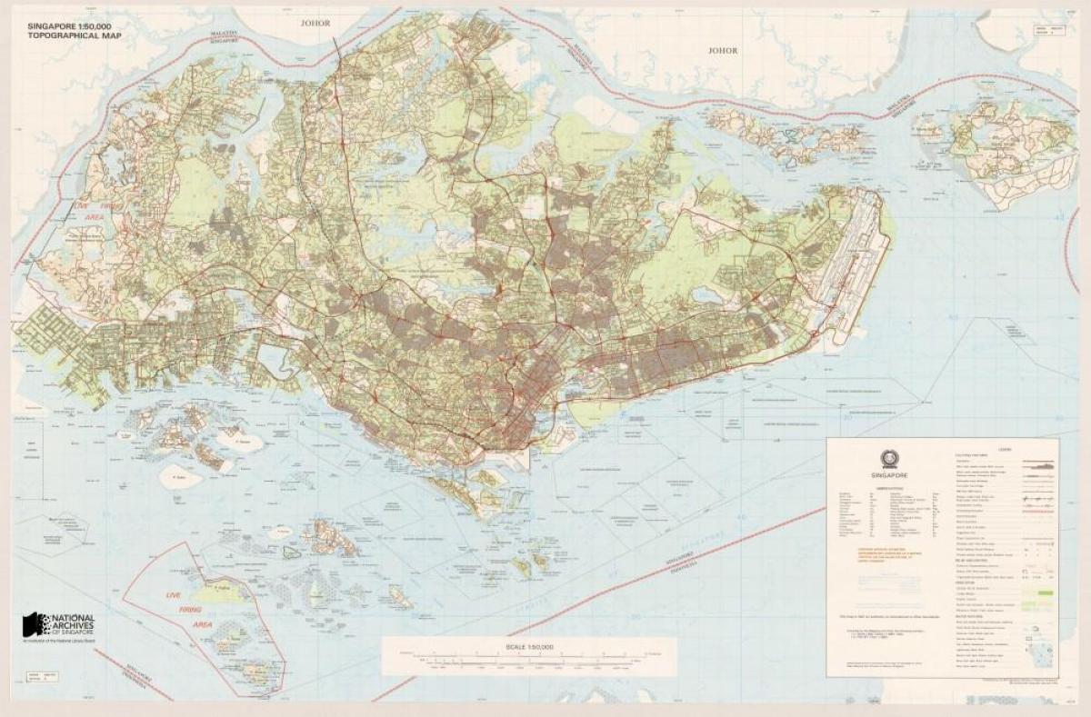 シンガポール地形図 地図のシンガポールでの地形 共和国シンガポール