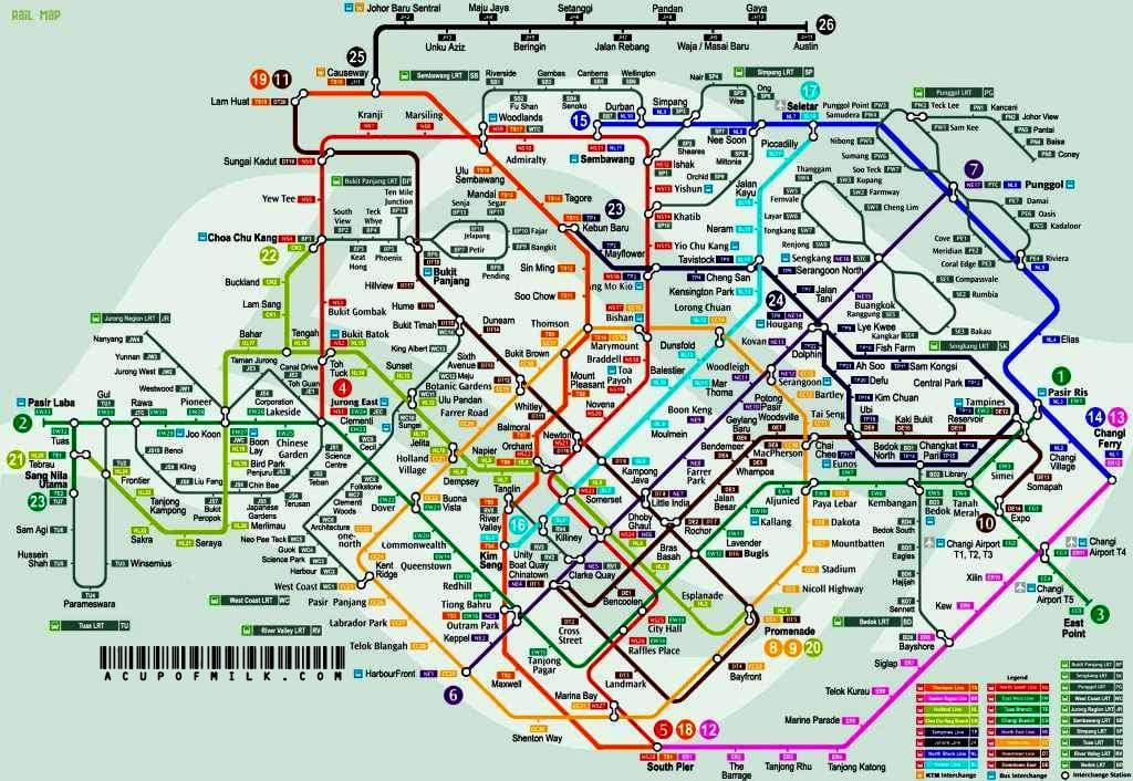 シンガポール鉄道駅の地図