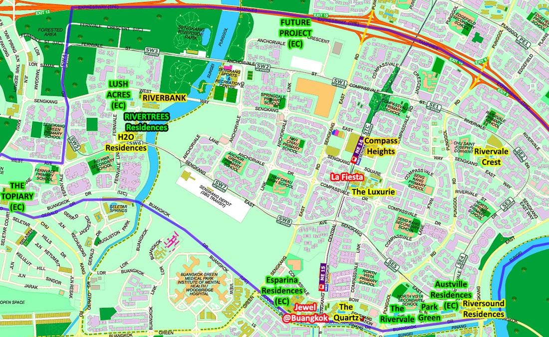 地図Sengkangシンガポール