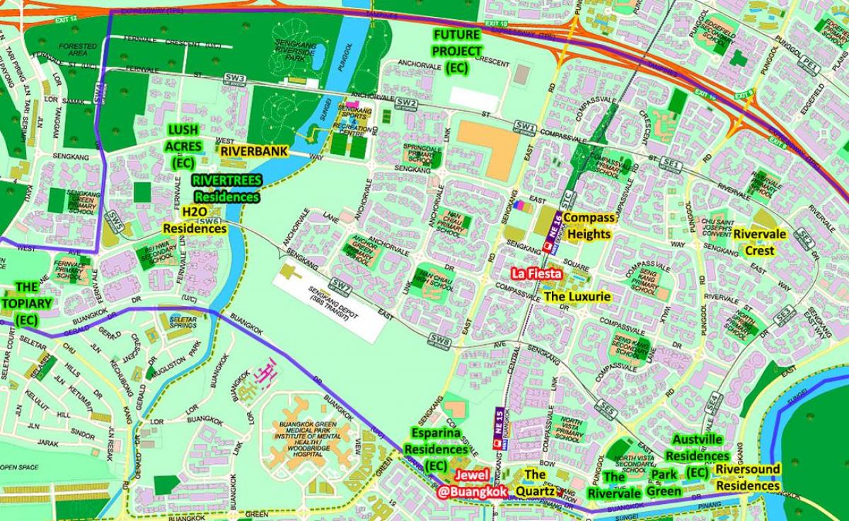 地図Sengkangシンガポール