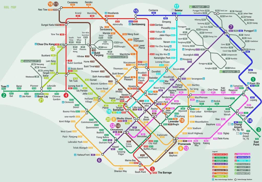 smrtシンガポールの地図
