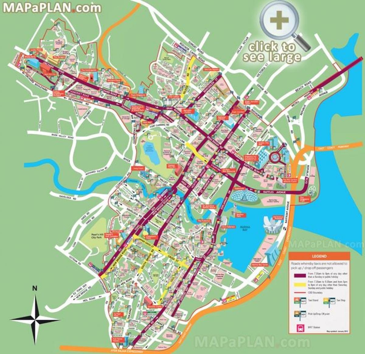 シンガポール観光スポットを地図