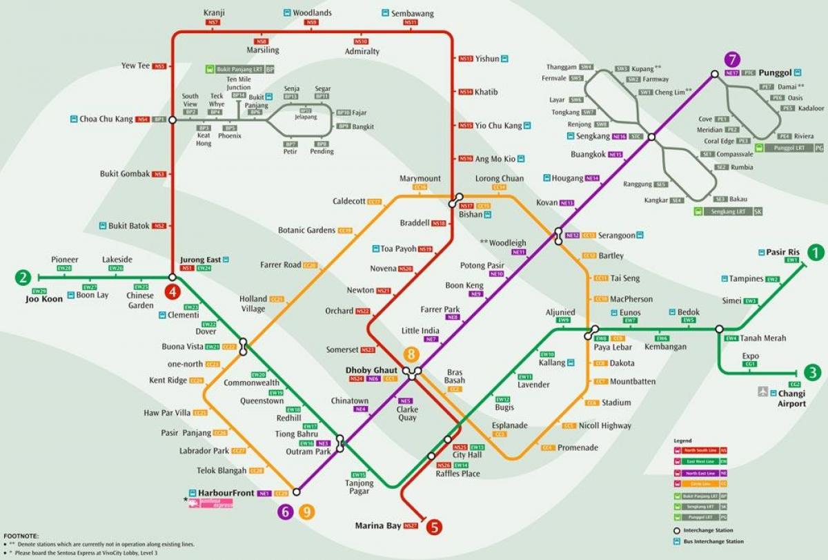 mrtシステムシンガポールの地図