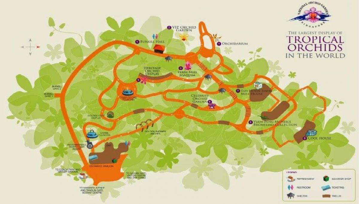 シンガポール植物園の地図