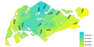 シンガポールの雨の地図