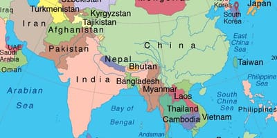 シンガポールアジアでの地図